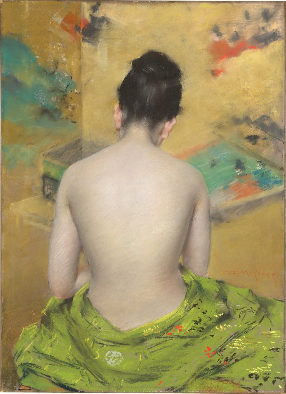 Studie van vleeskleur en goud door William Merritt Chase
