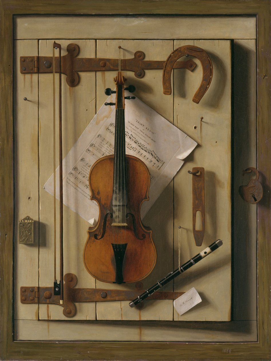 Stilleven, Viool en Muziek door William Michael Harnett