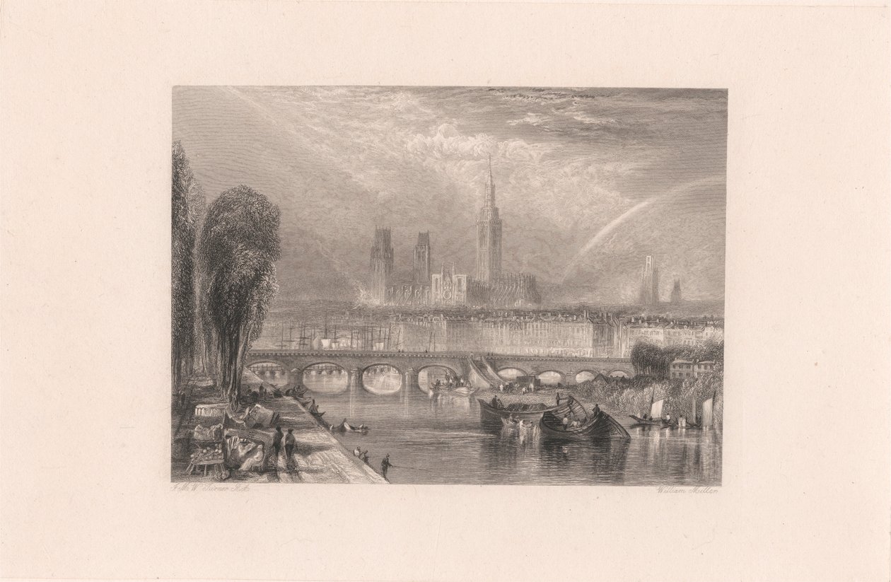 Rouen, kijkend langs de rivier door William Miller