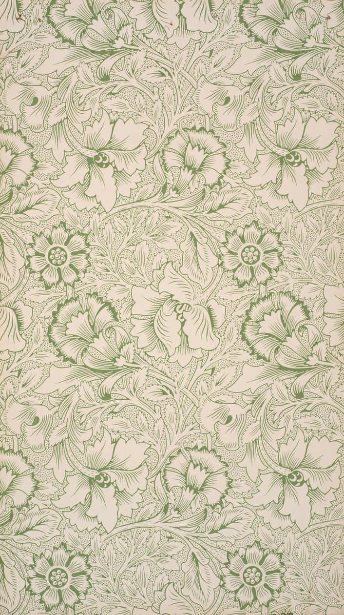 Roze en Papaver. Behang, 1881 door William Morris
