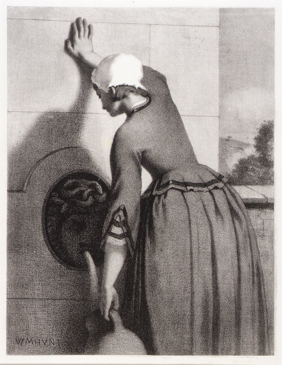 Meisje bij de fontein door William Morris Hunt