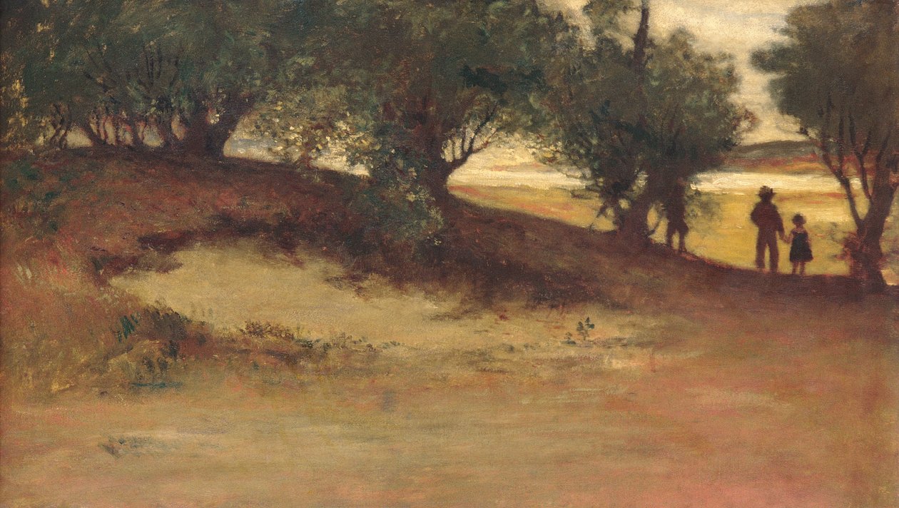 Zandbank met wilgen, magnolia door William Morris Hunt