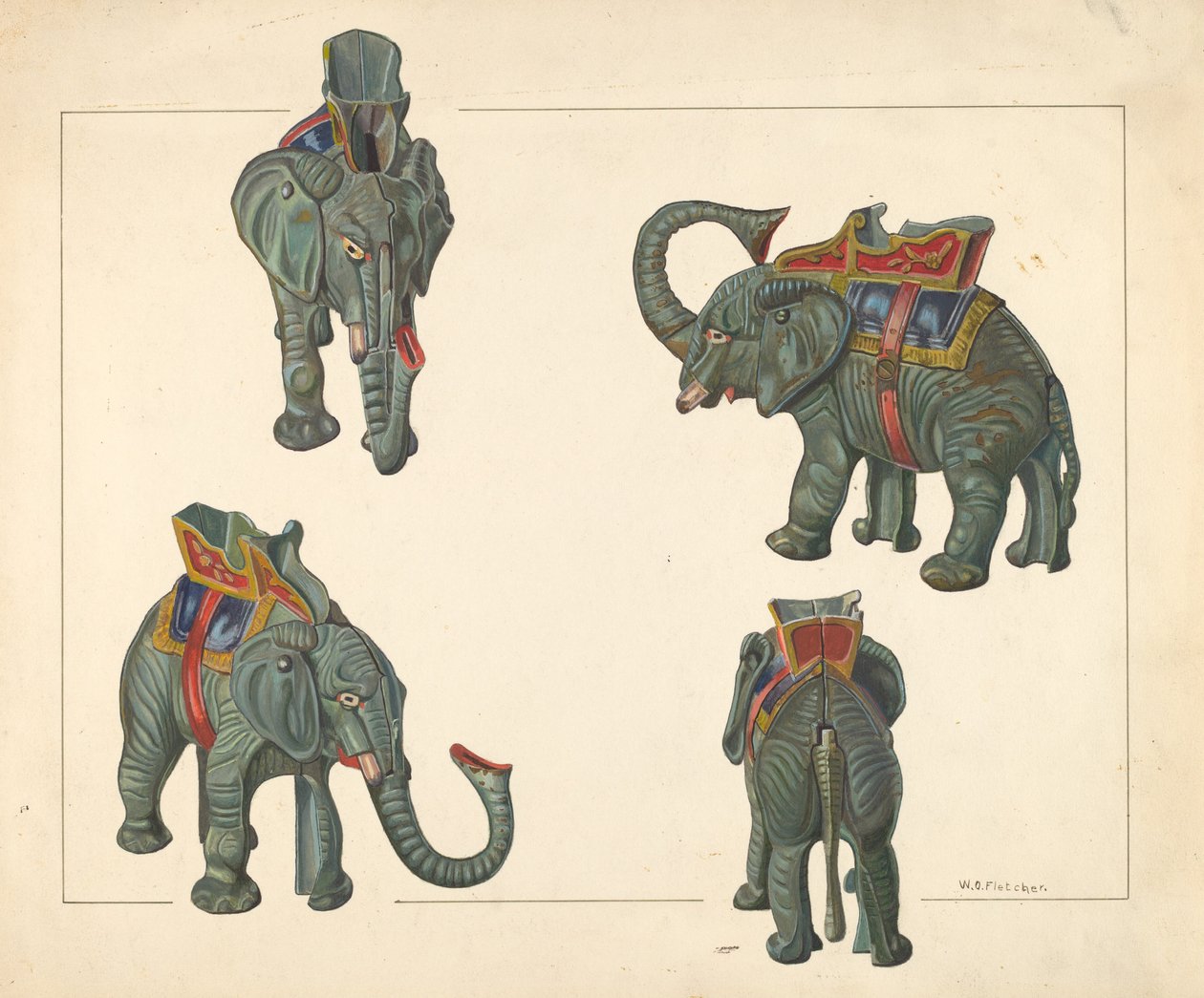 Speelgoedbank: Olifant, ca. 1938 door William O. Fletcher