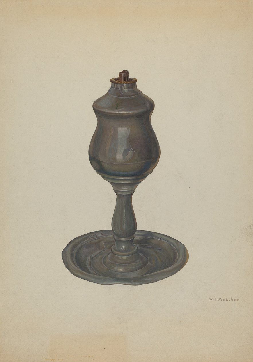 Walvisolielamp, ca. 1940 door William O. Fletcher