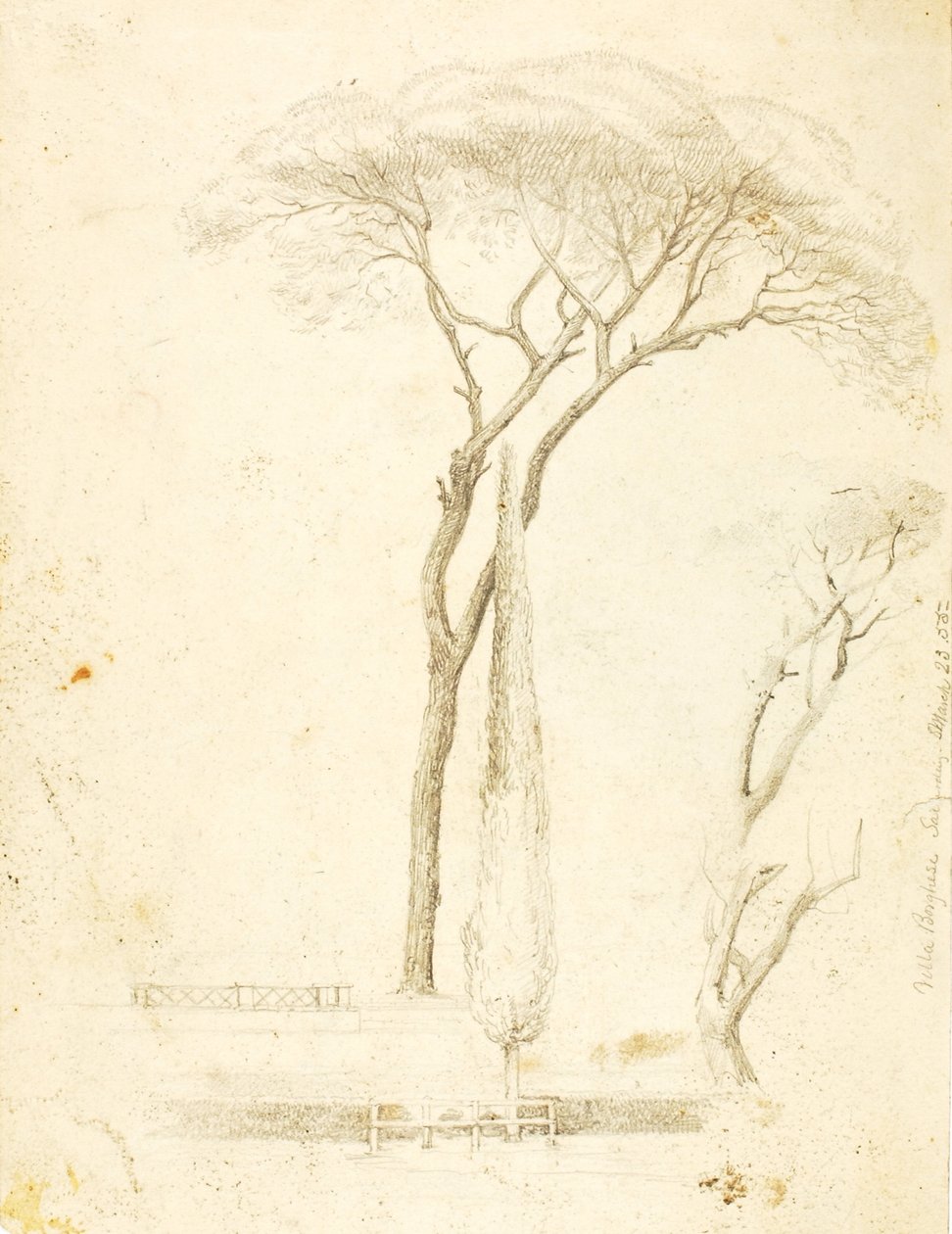 (Studies - Villa Borghese, 2 figuren, enz.) door William Page