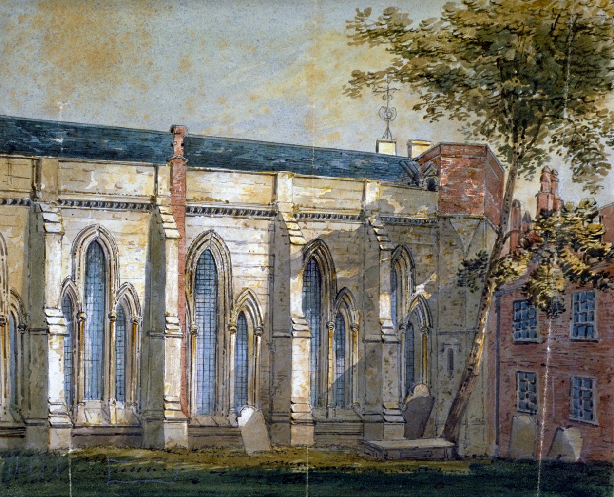 Uitzicht op Temple Church, Londen, ca. 1810 door William Pearson