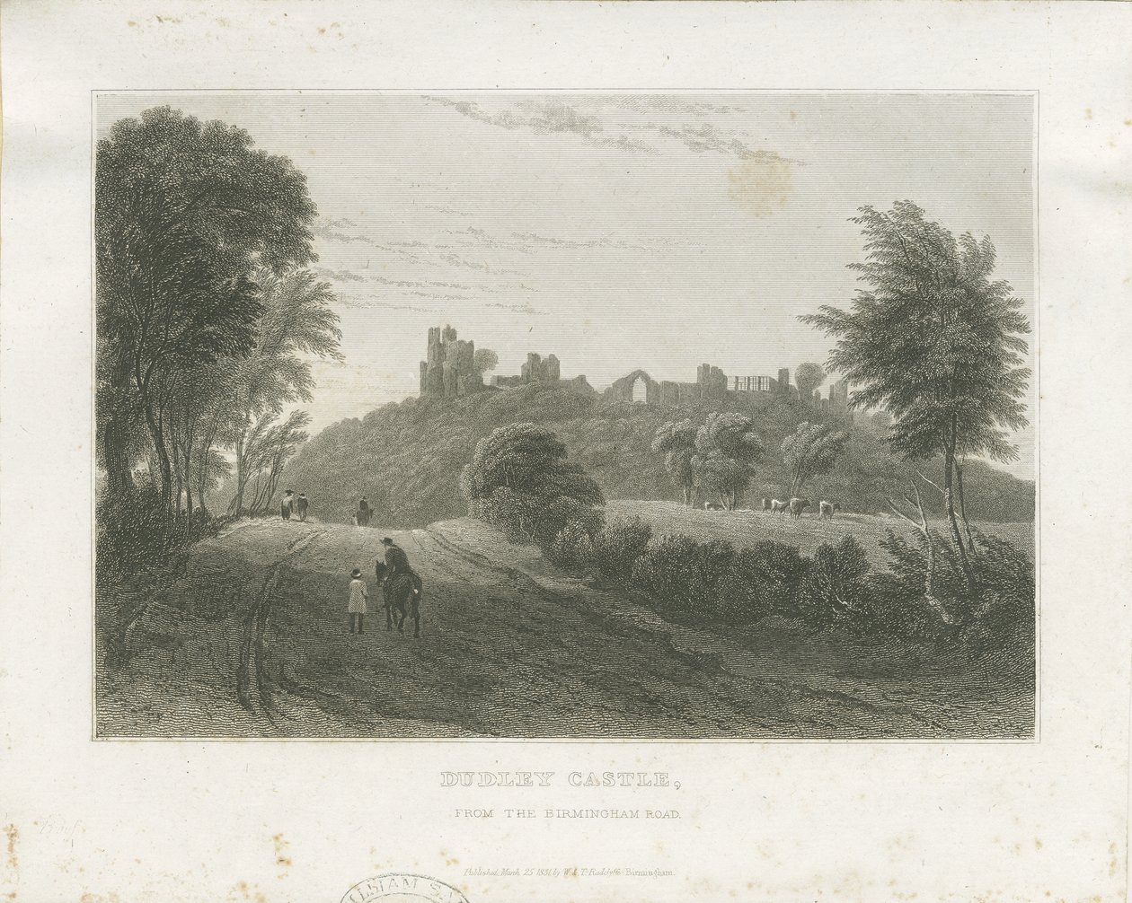 Dudley Kasteel: staalgravure, nd [c1831] door William Radclyffe