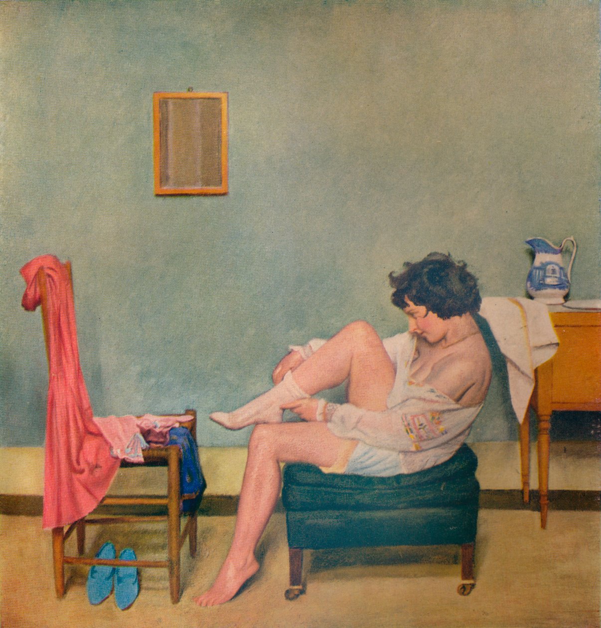 Meisje dat zich aankleedt, 20e eeuw 1933 door William Rothenstein
