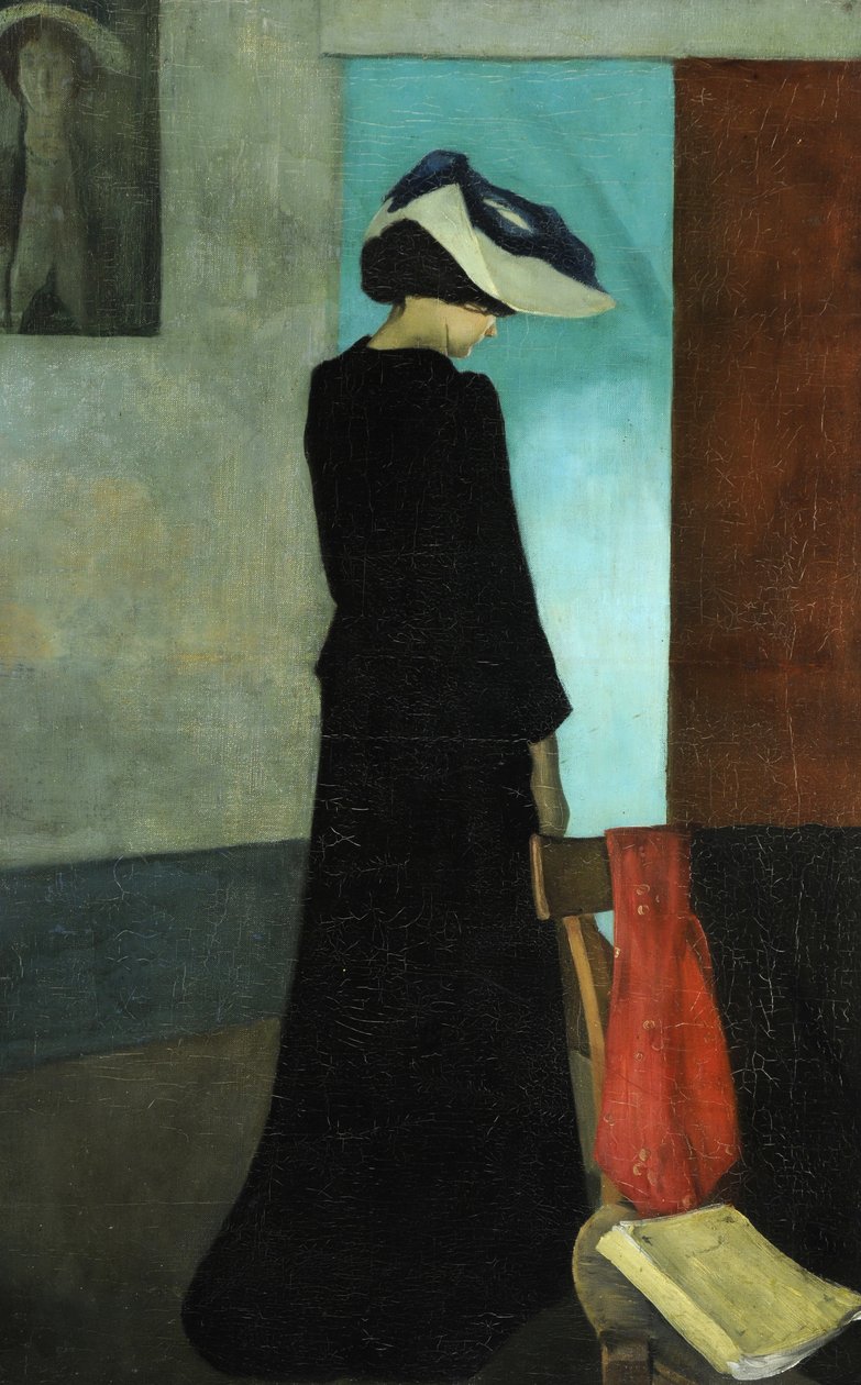 Interieur (Dame met een hoed) door William Rothenstein
