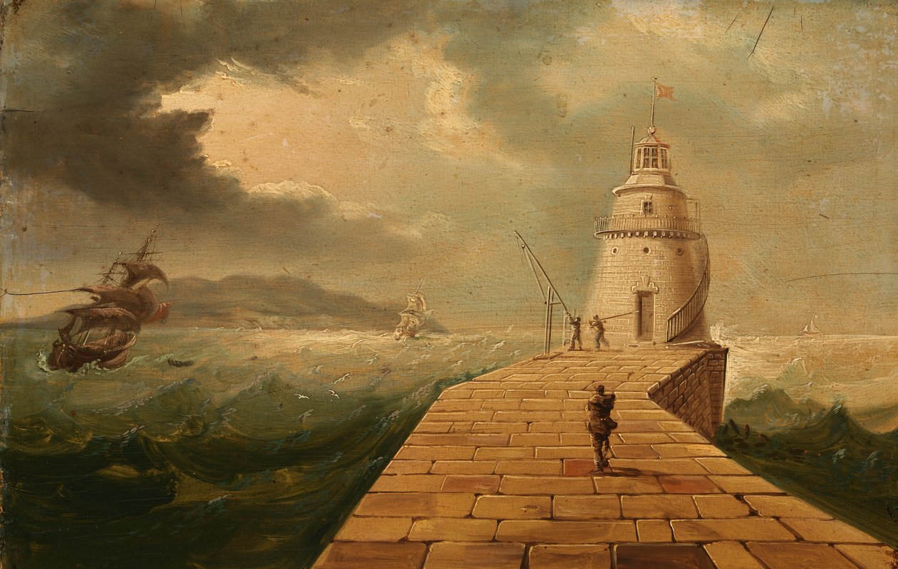 Uitzicht op de vuurtoren van Poolbeg door William Sadler
