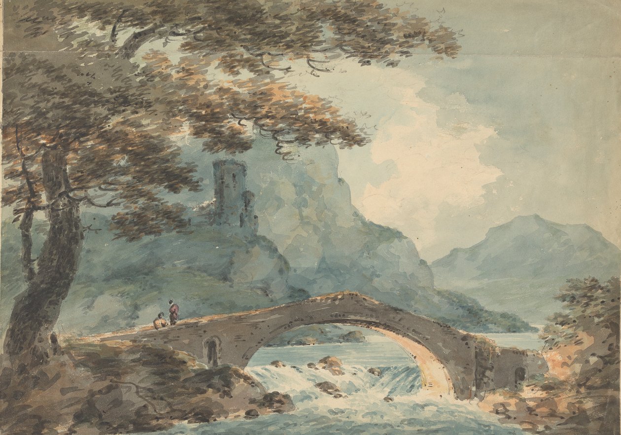 Twee mannen op een brug door William Sawrey Gilpin