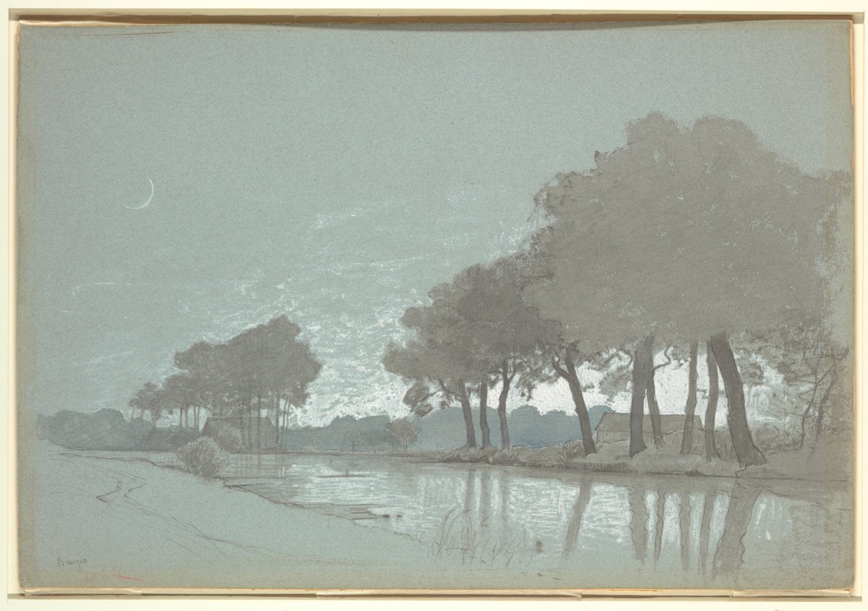 Canalscène bij Brugge, België door William Stanley Haseltine