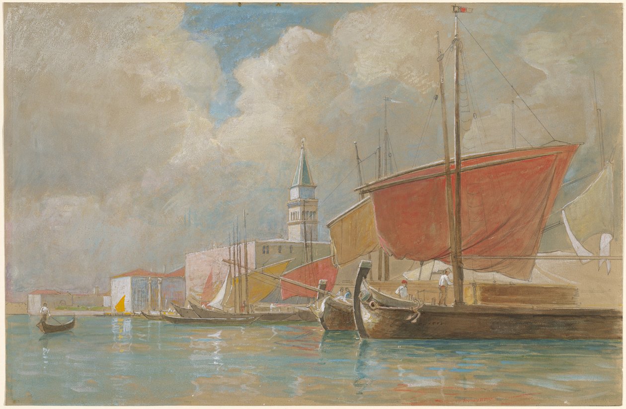 Schepen Langs de Molo in Venetië door William Stanley Haseltine