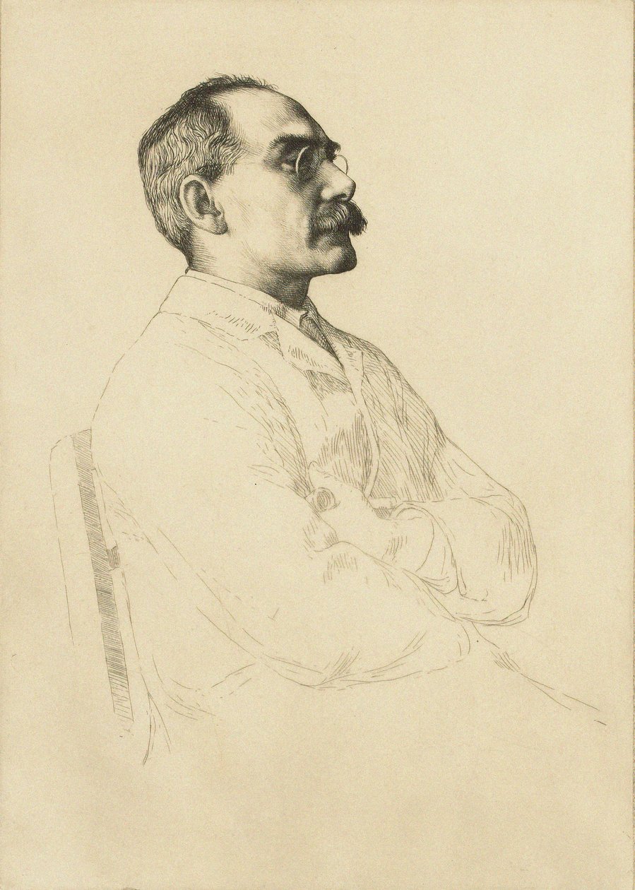 Portret van Rudyard Kipling 1865-1936 door William Strang