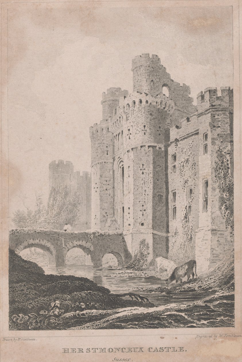 Herstmonceux Kasteel, Sussex door William Tombleson