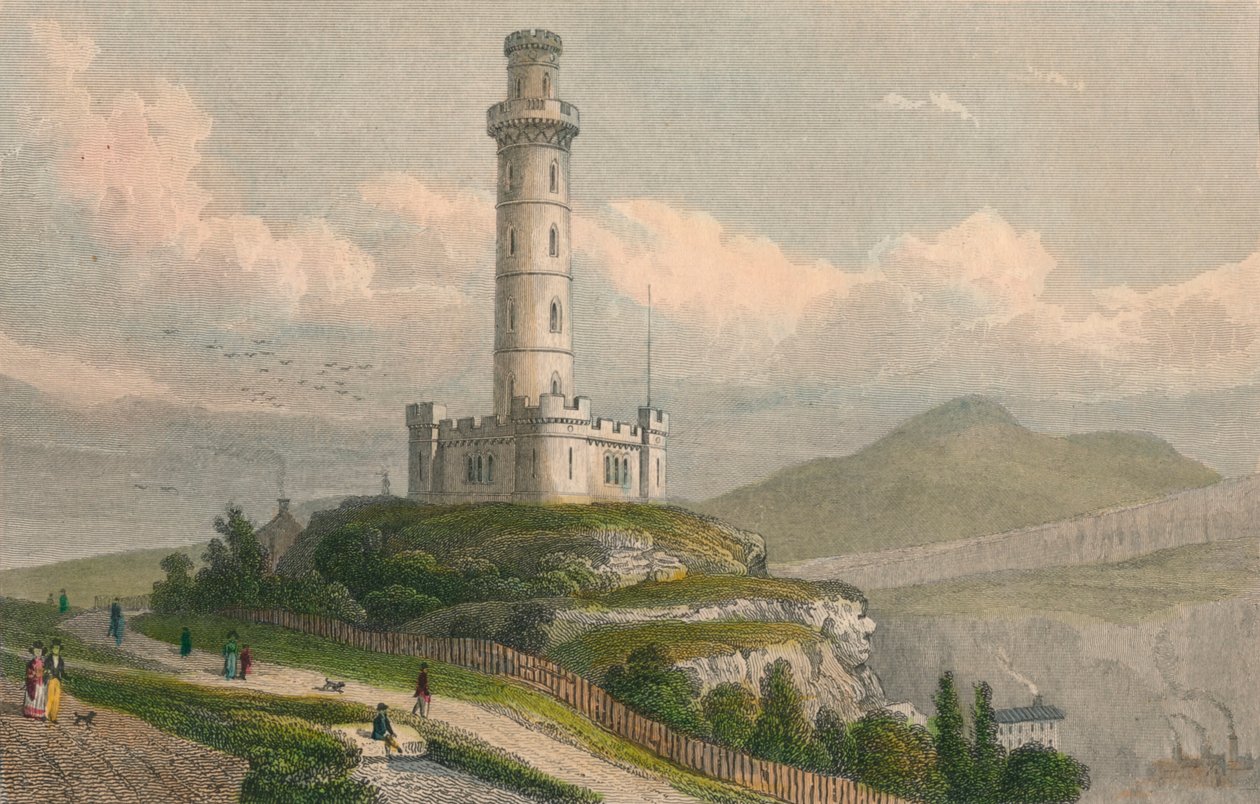 Nelsons Monument, Calton Hill, Edinburgh, ca. 1830 door William Tombleson