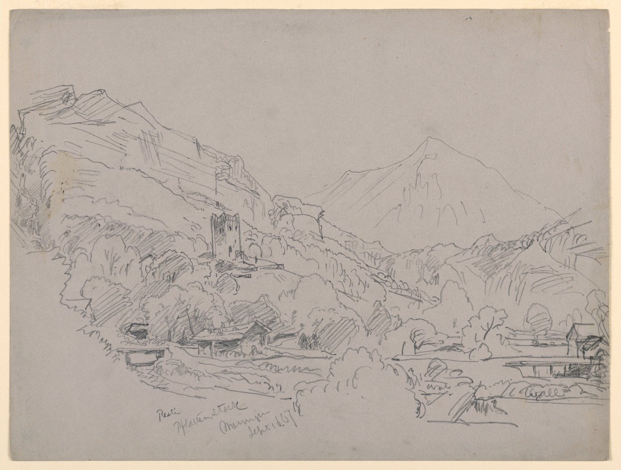 Landschap, Meiringen, Zwitserland door William Trost Richards
