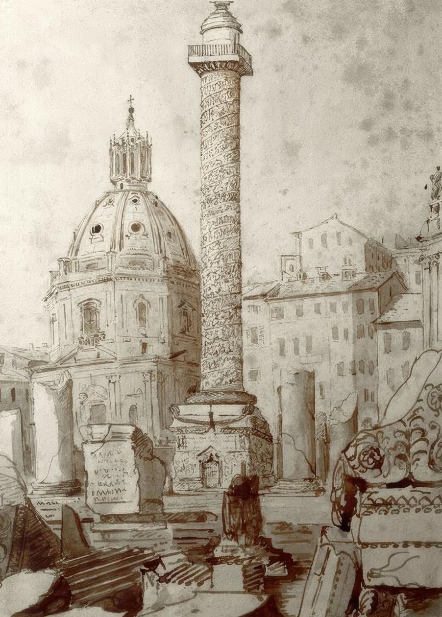 De Trajanuskolom in Rome door Joseph Mallord William Turner