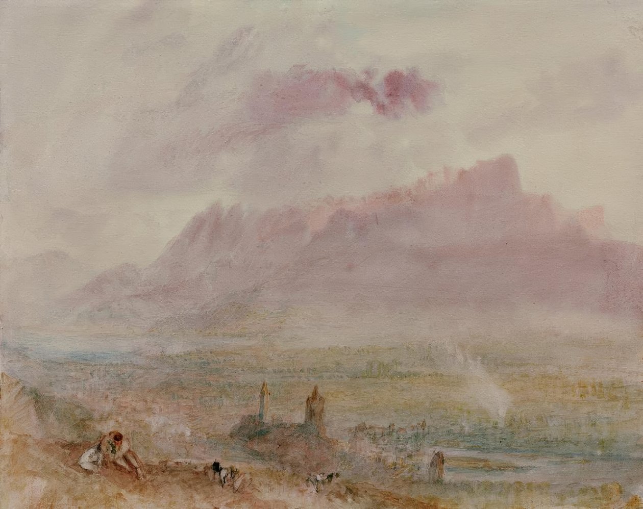 De stad en het meer van Thun door Joseph Mallord William Turner