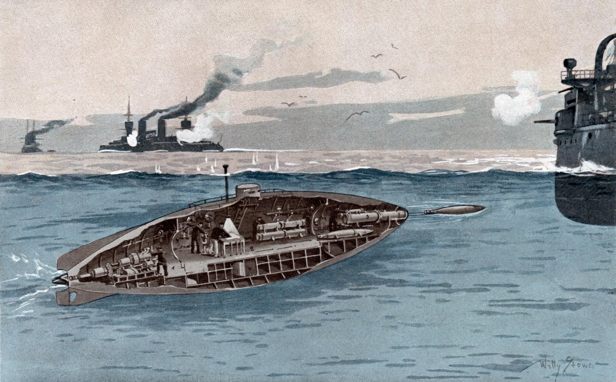 Onderzeeër, ca. 1905 door Willy Stöwer