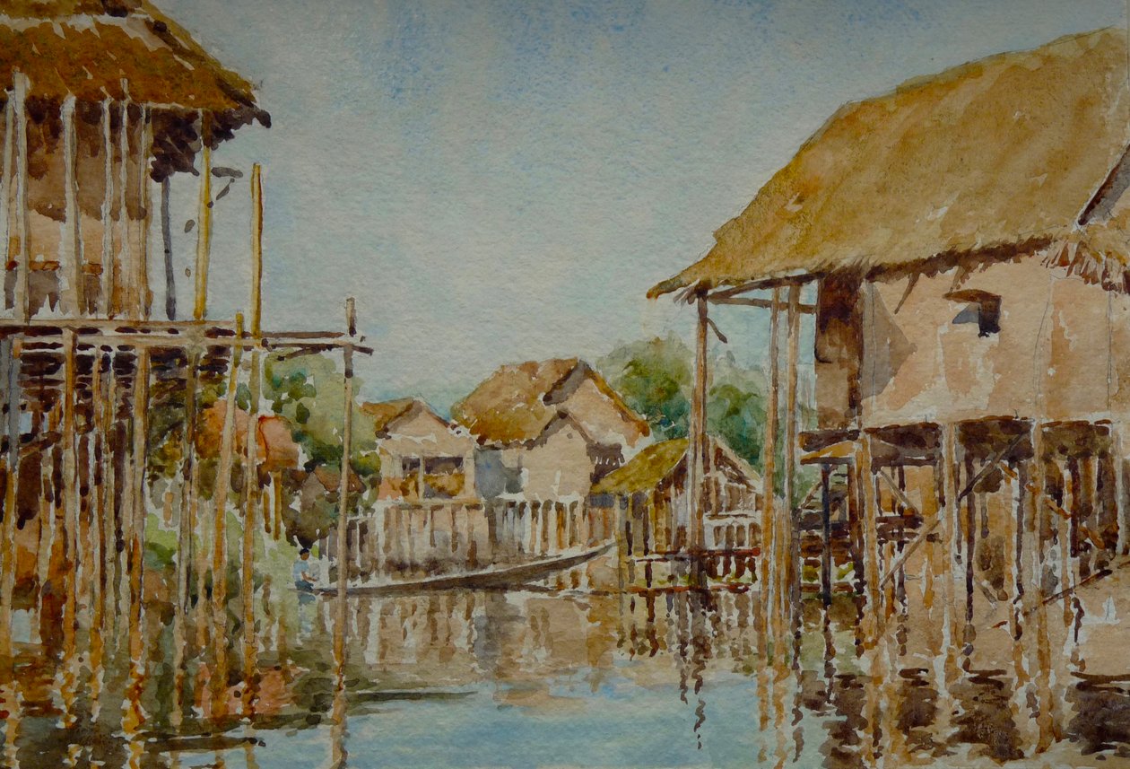 903 Pauk-Pa dorp (1), Inle Meer door Wilson Clive