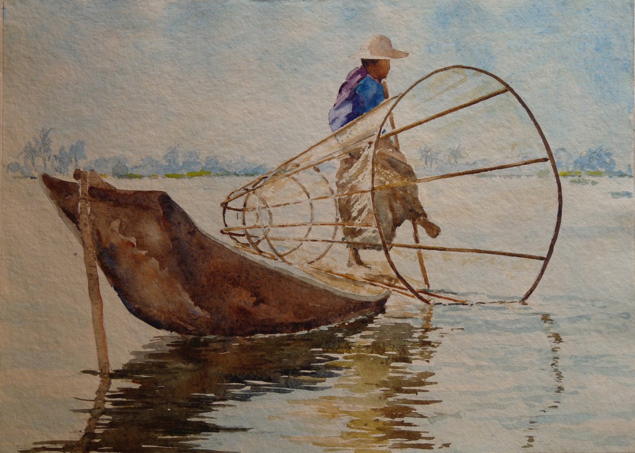 916 Beenroeier, Inle Lake door Wilson Clive