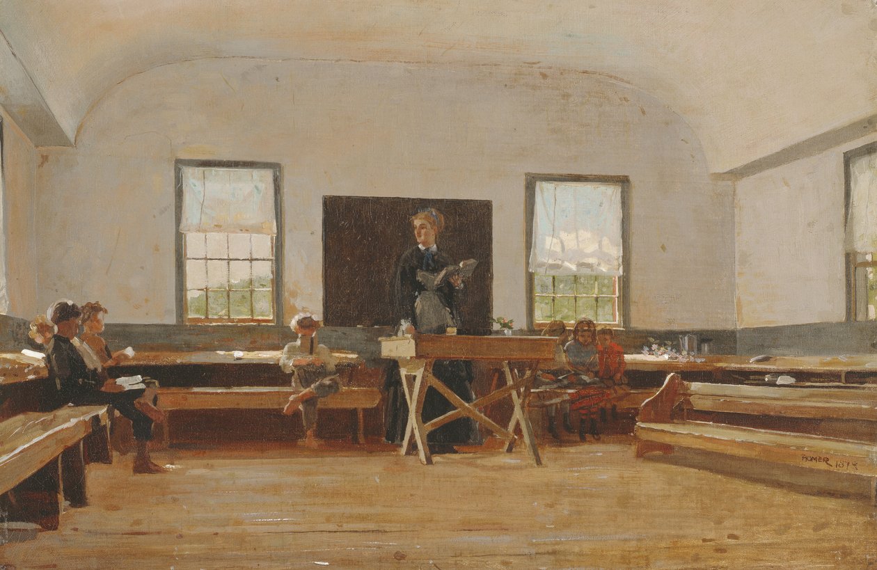 Plattelandsschool, 1873 door Winslow Homer