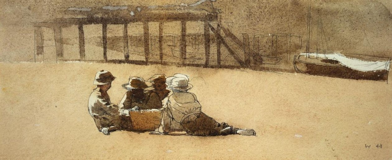 Vier Jongens op een Strand door Winslow Homer