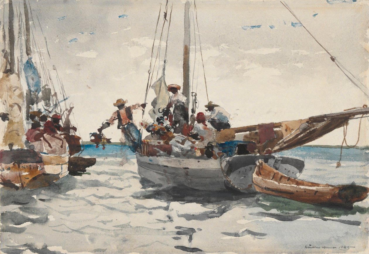 Marktscène, Nassau door Winslow Homer