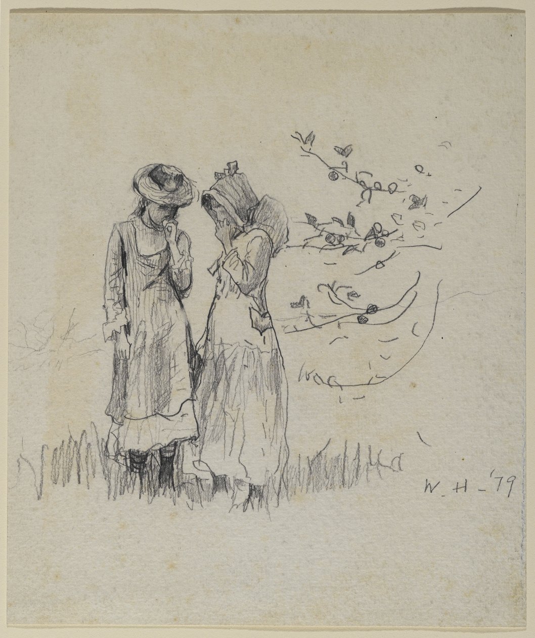 Twee meisjes in een veld door Winslow Homer