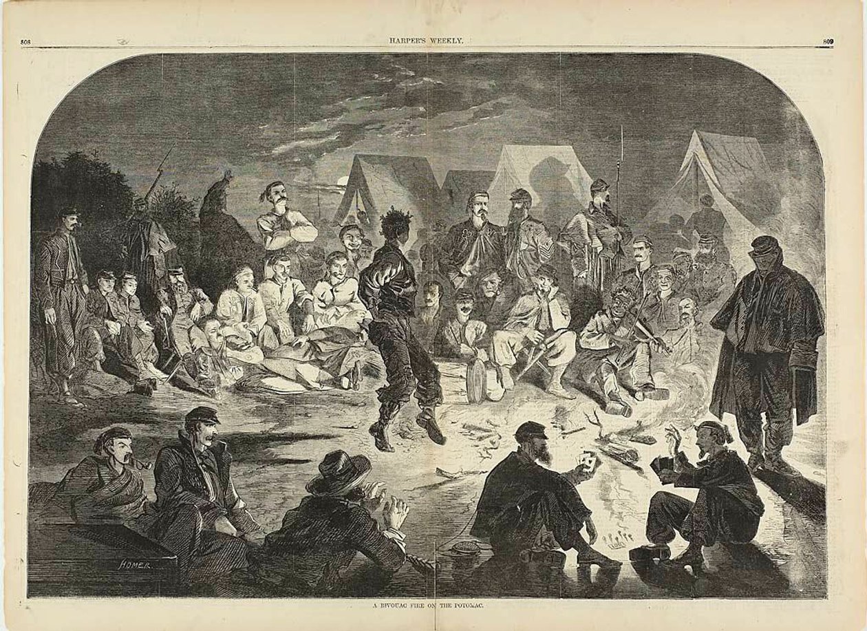 Een bivakvuur aan de Potomac door Winslow Homer