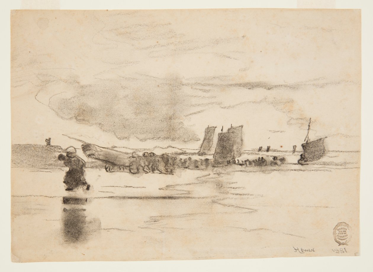 Strand bij eb, Cullercoats, Engeland door Winslow Homer