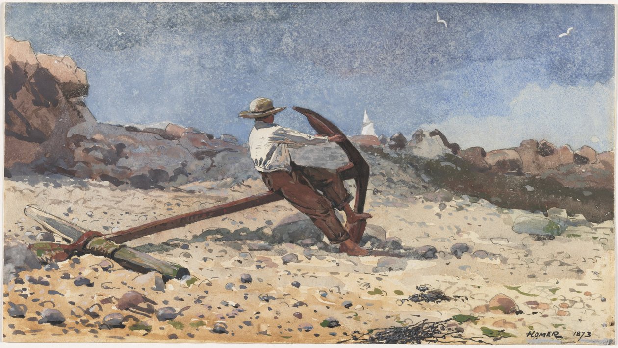 Jongen met anker door Winslow Homer