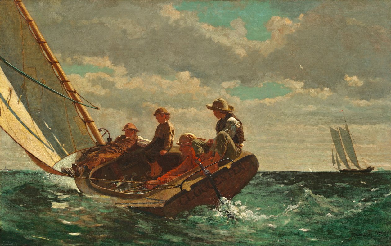 Breezing Up (Een Goede Wind) 1873-76 door Winslow Homer