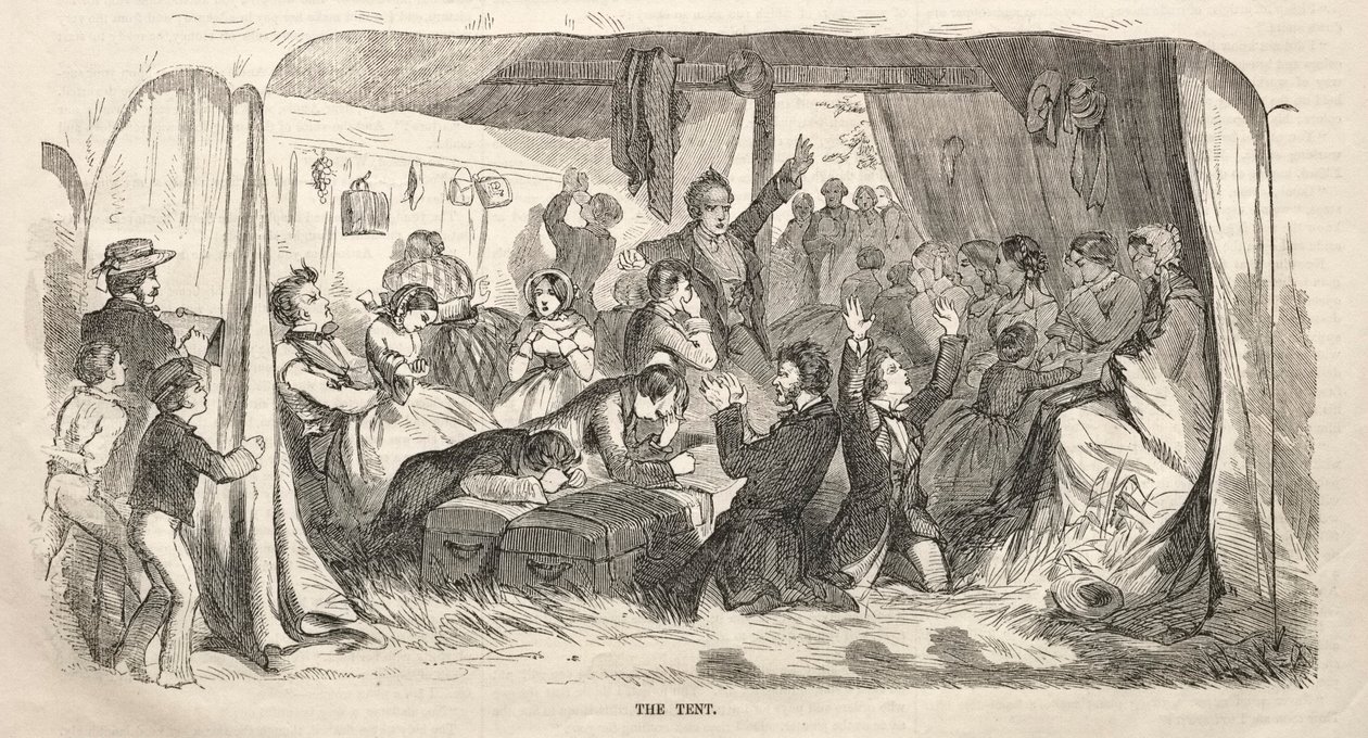 Schetsen van kampbijeenkomsten:  De tent door Winslow Homer