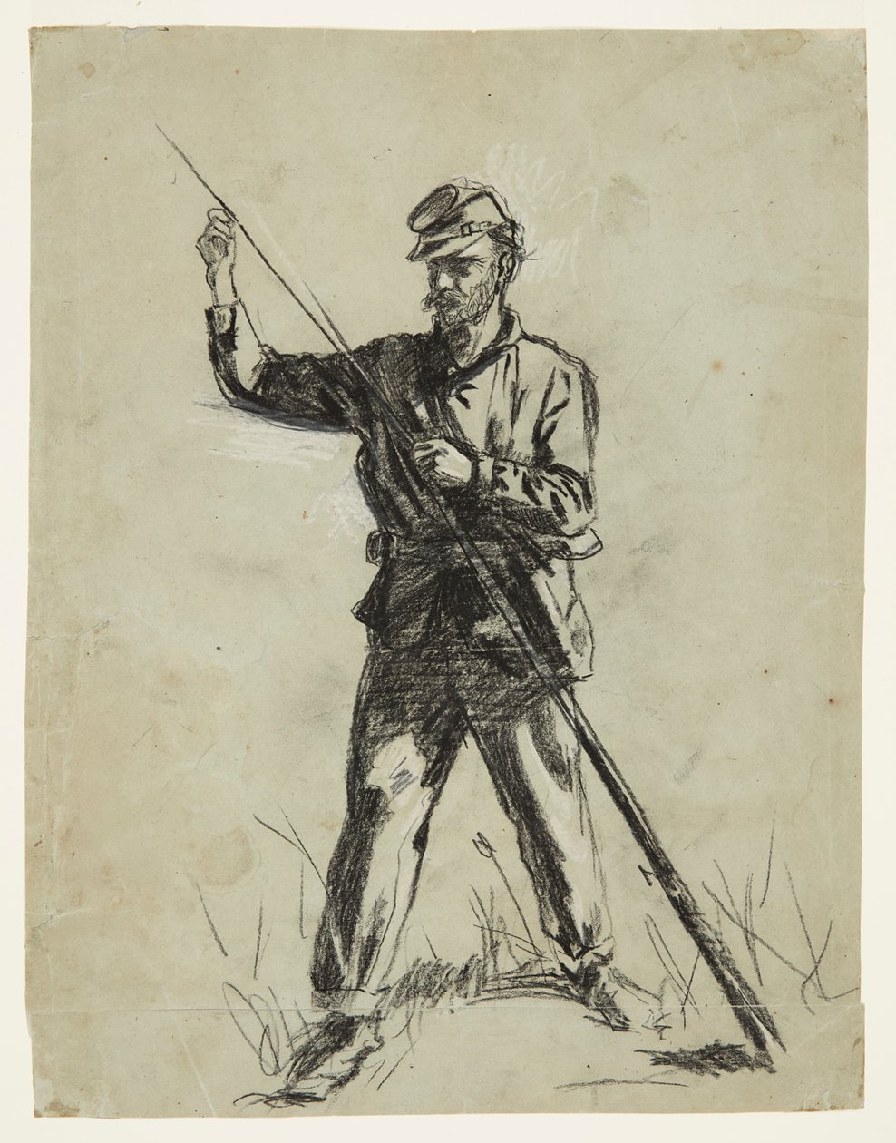 Cavaleriesoldaat Laadt een Geweer door Winslow Homer
