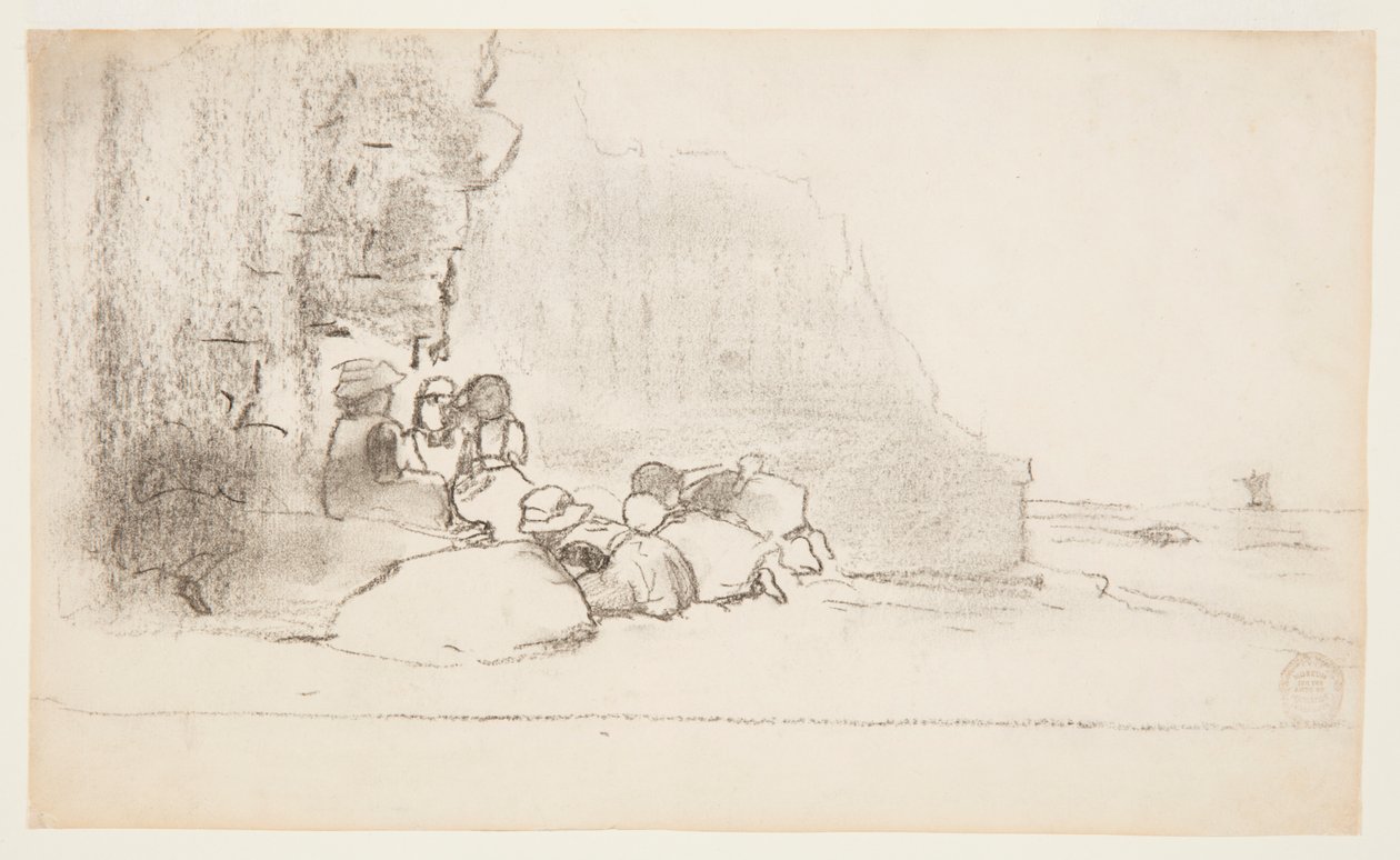 Kinderen spelen aan de kust, Cullercoats, Engeland door Winslow Homer