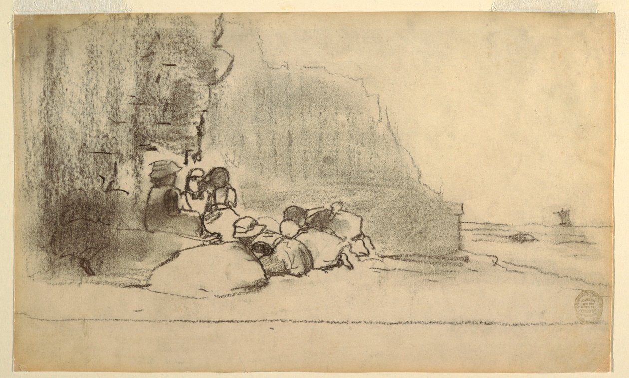 Kinderen Spelen aan de Kust, Cullercoats, Engeland door Winslow Homer
