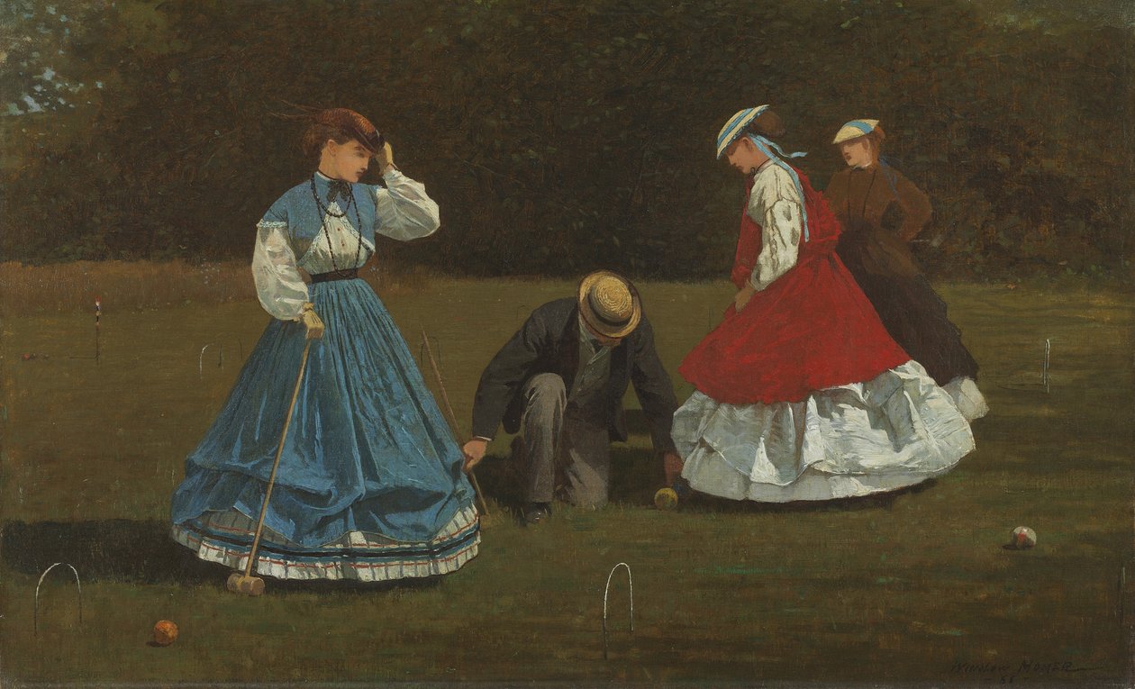 Croquet scène, 1866 door Winslow Homer