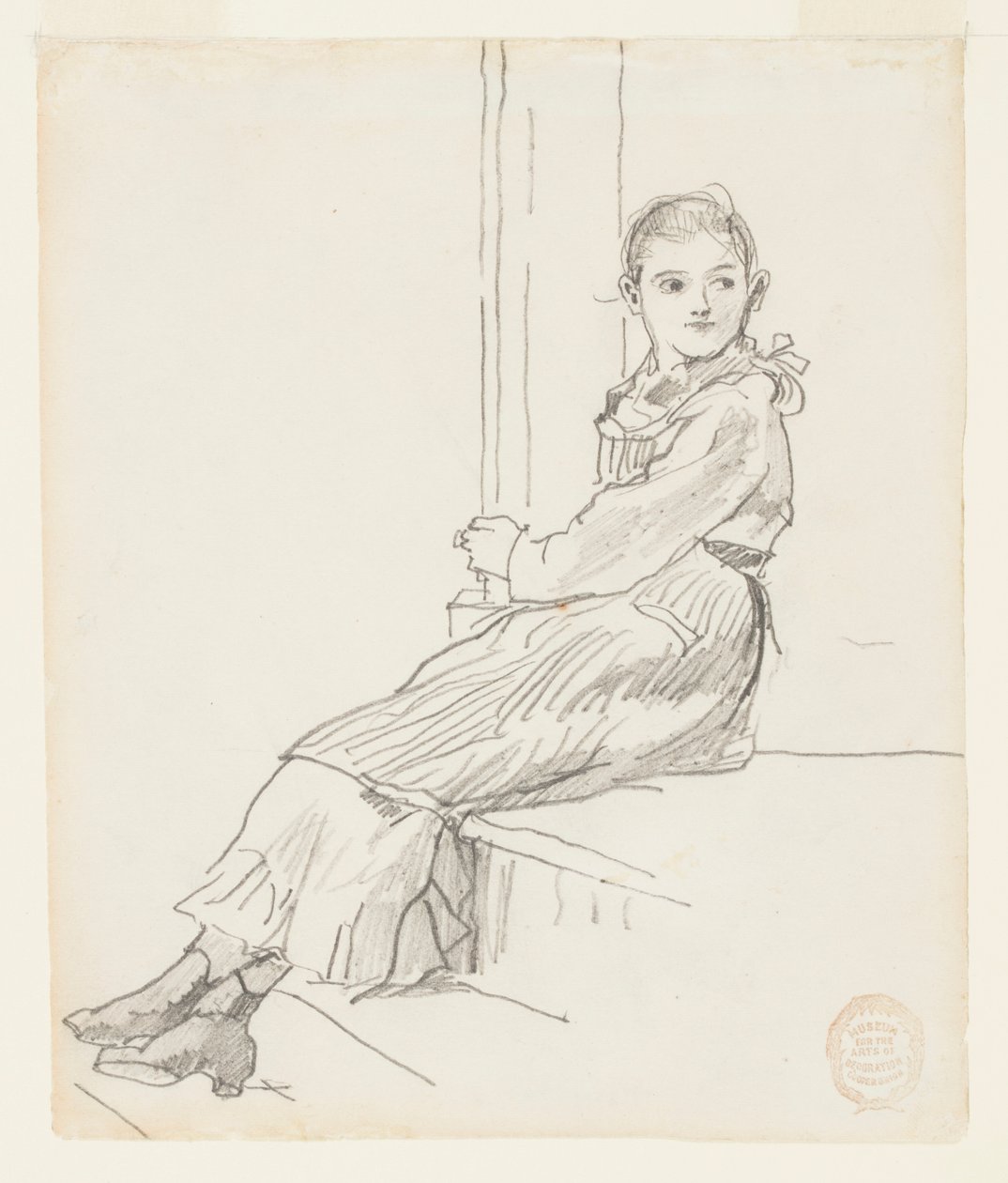 Meisje zittend op een veranda door Winslow Homer