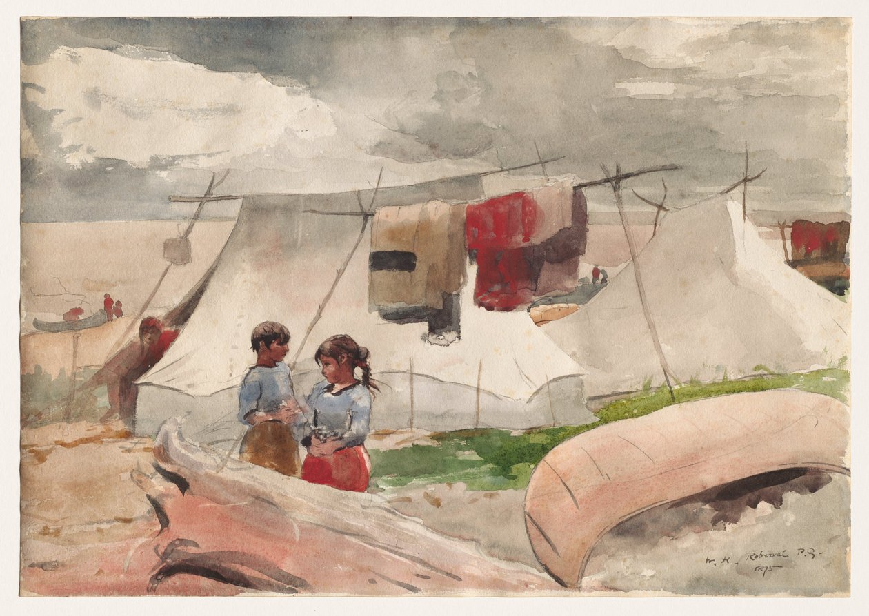 Indian Camp, Roberval, P.Q. door Winslow Homer