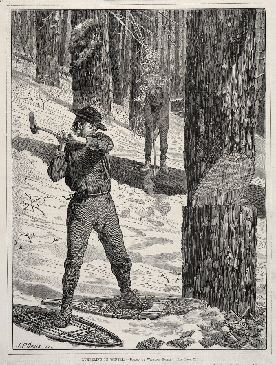 Houtkap in de Winter, 1871 door Winslow Homer