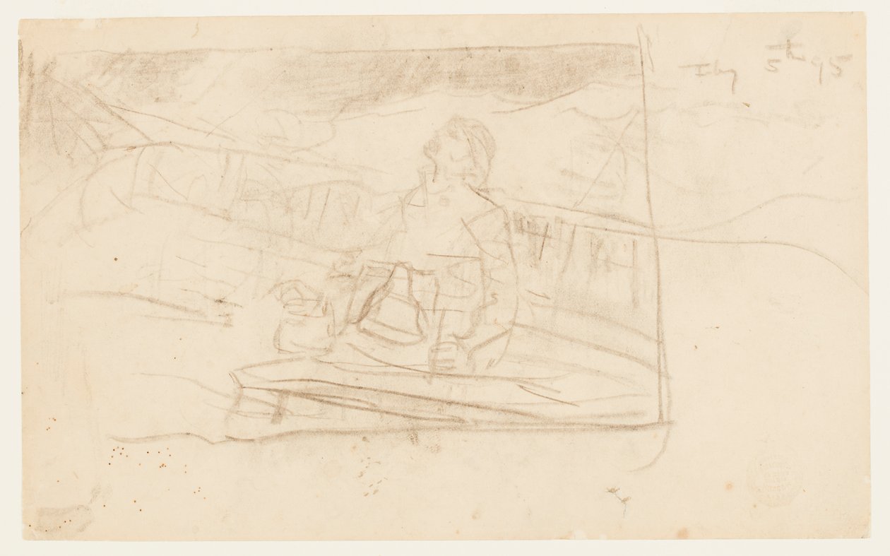 Man op dek met scheepsbel door Winslow Homer