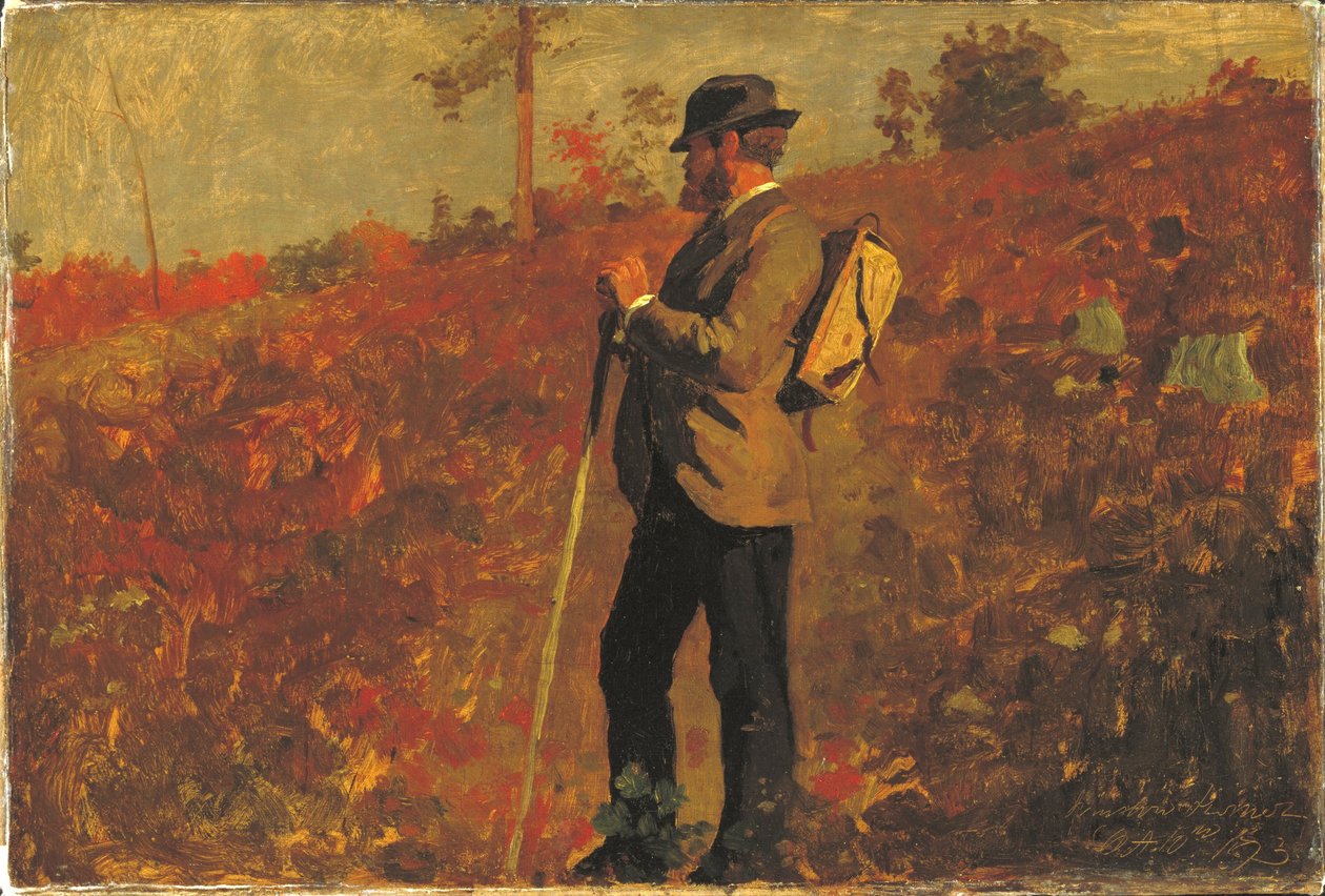 Man met knapzak door Winslow Homer