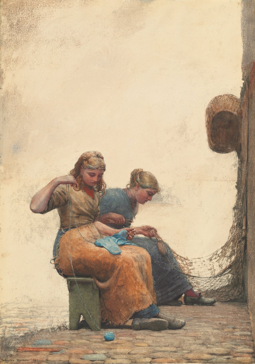 De Netten Repareren, 1882 door Winslow Homer