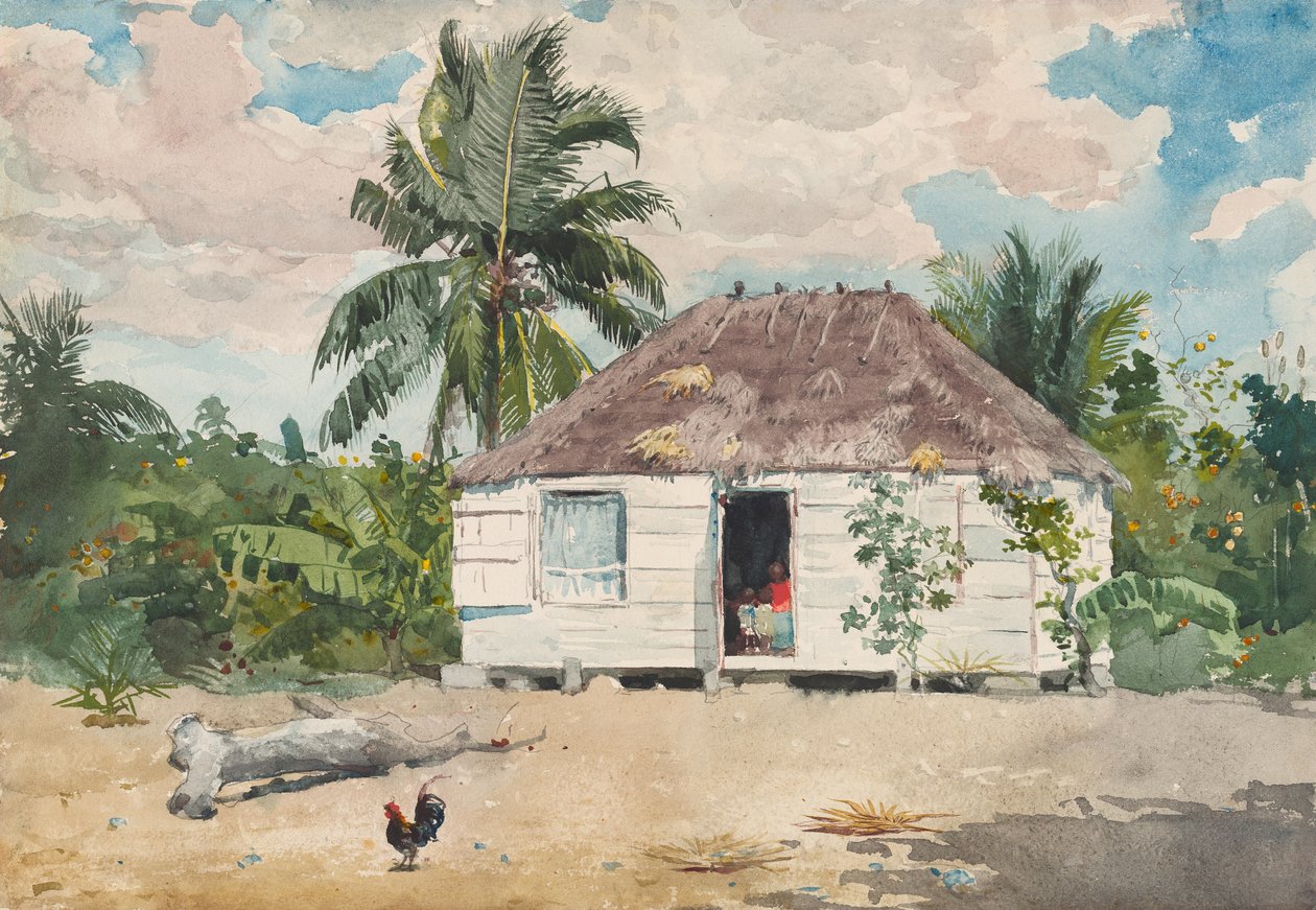 Inheemse hut in Nassau, 1885 door Winslow Homer