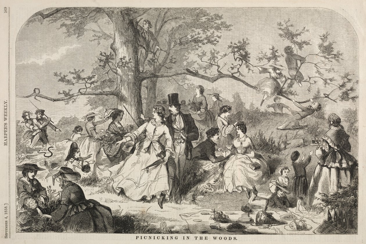Picknicken in het Bos door Winslow Homer