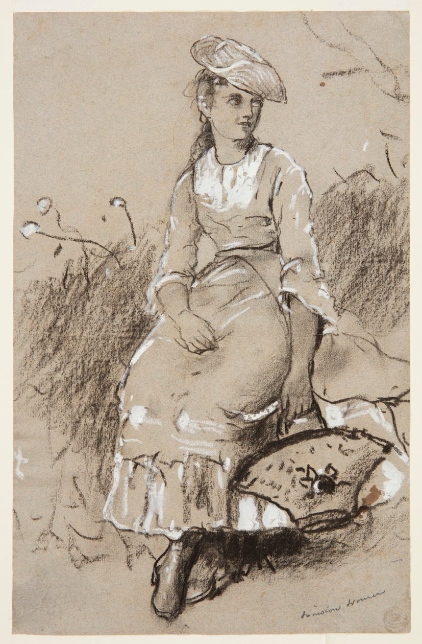 Zittend Meisje met een Mand door Winslow Homer