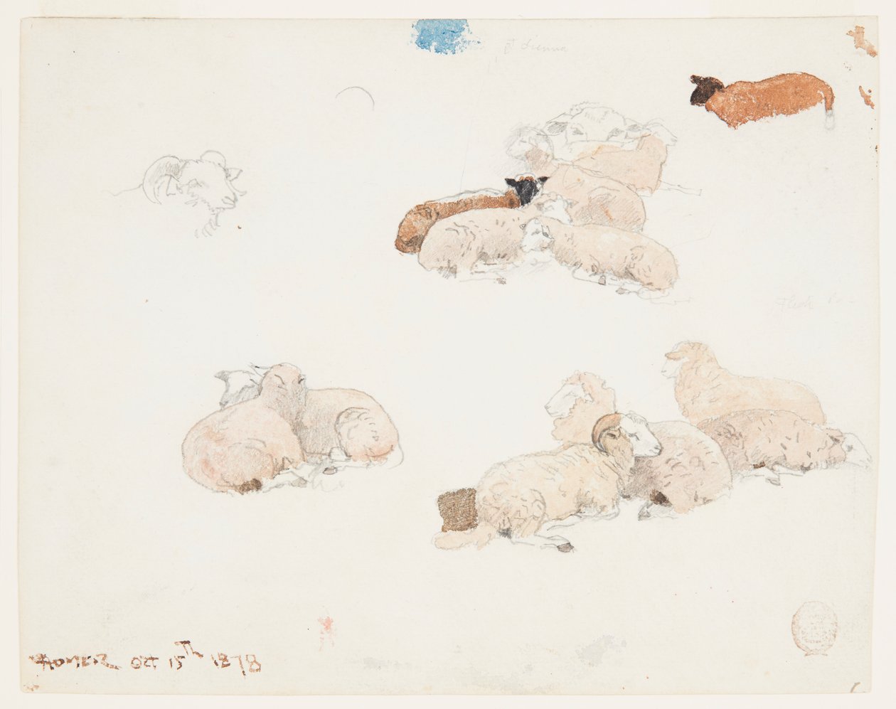 Rustende schapen door Winslow Homer