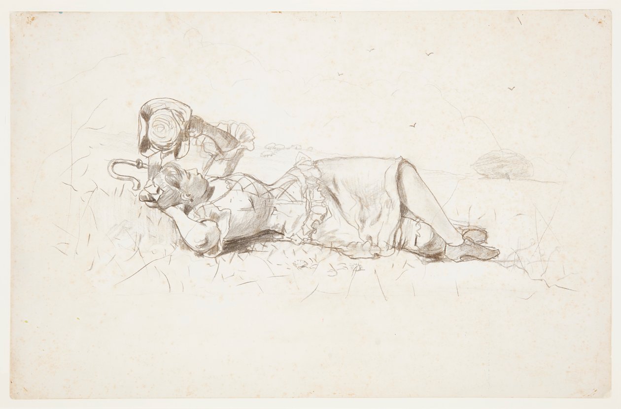 Herderin rustend door Winslow Homer